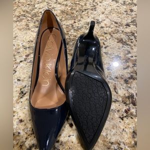 Blue never worn patent leather heels